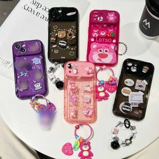 RCI192 Premium Case BEAR - Silicone OVAL FLIP MIRROR SHOCKPROOF CASE WITH CUTIE CHARM CASING SOFTCASE COMPATIBLE FOR IPHONE 13 14 15 16 17 17AIR PLUS PRO PROMAX CASING FULL COVER PELINDUNG HANDPHONE
