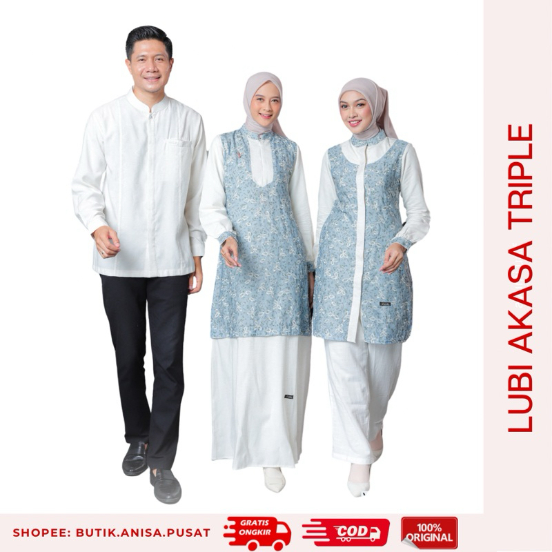 LUBI AKASA TRIPLE PASTEL BLUE Gamis Tunic Koko AKASA Akasha
