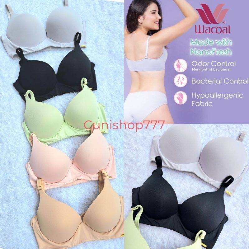 WACOAL WIRELESS BRA ANTI BACTERIAL & ODOR CONTROL HYPOALLERGENIC PUSHUP IB 5346 K37B IB5346 PUSHUP P