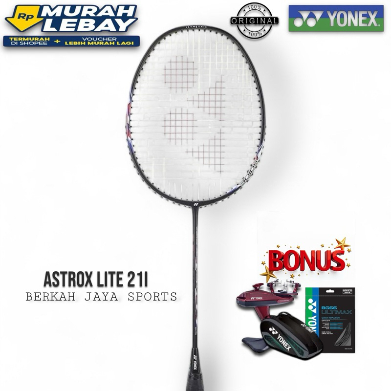 ไม้แบดมินตัน Yonex Astrox 21i, 27i ดั้งเดิมพร้อมโบนัสเสื้อผ้า, กระเป๋า, สาย