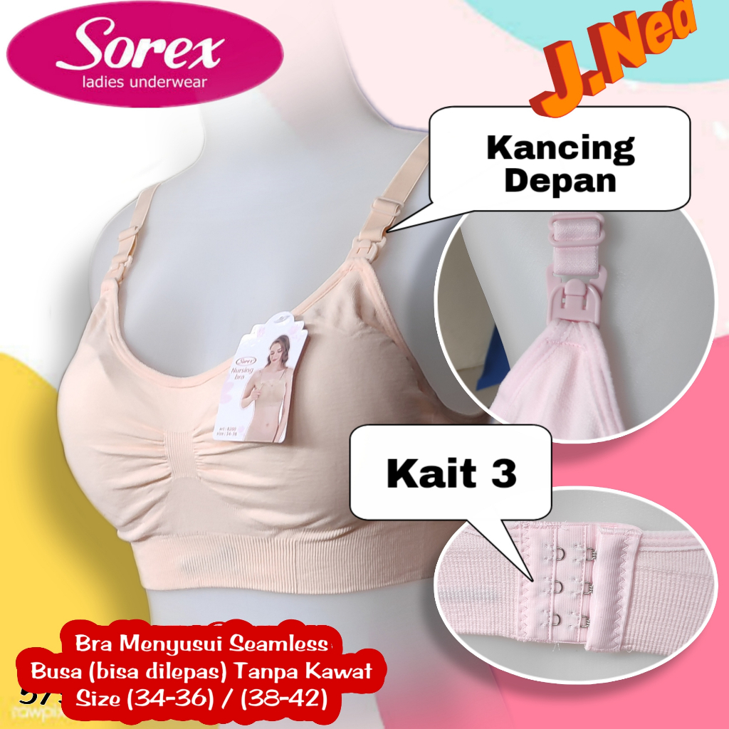 J575 (1 - 3 ชิ้น) Sorex Underwire Foam Nursing Bra with Front Buttons Size 34-38 / 38-42