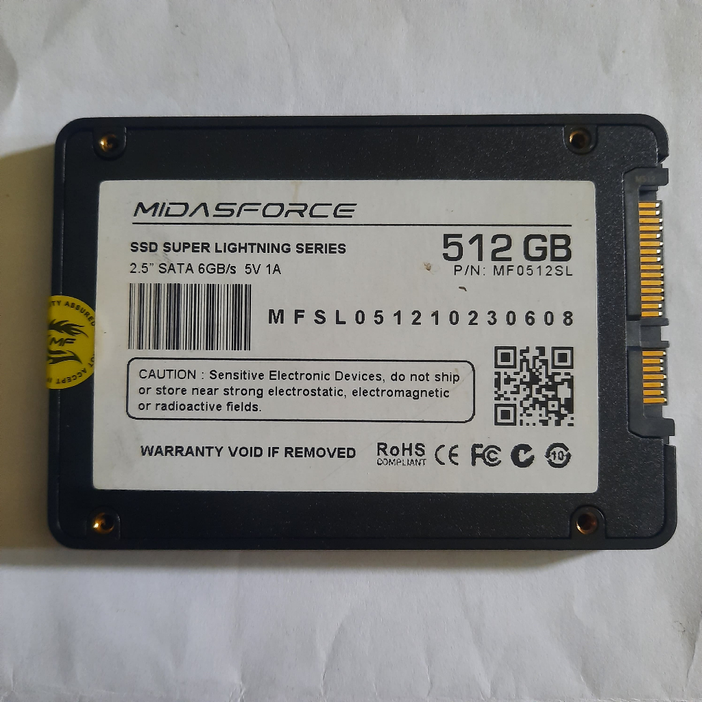 MIDASFORCE 512GB SATA SSD สําหรับแล็ปท็อปและคอมพิวเตอร์ ของแท้ 100% มือสอง