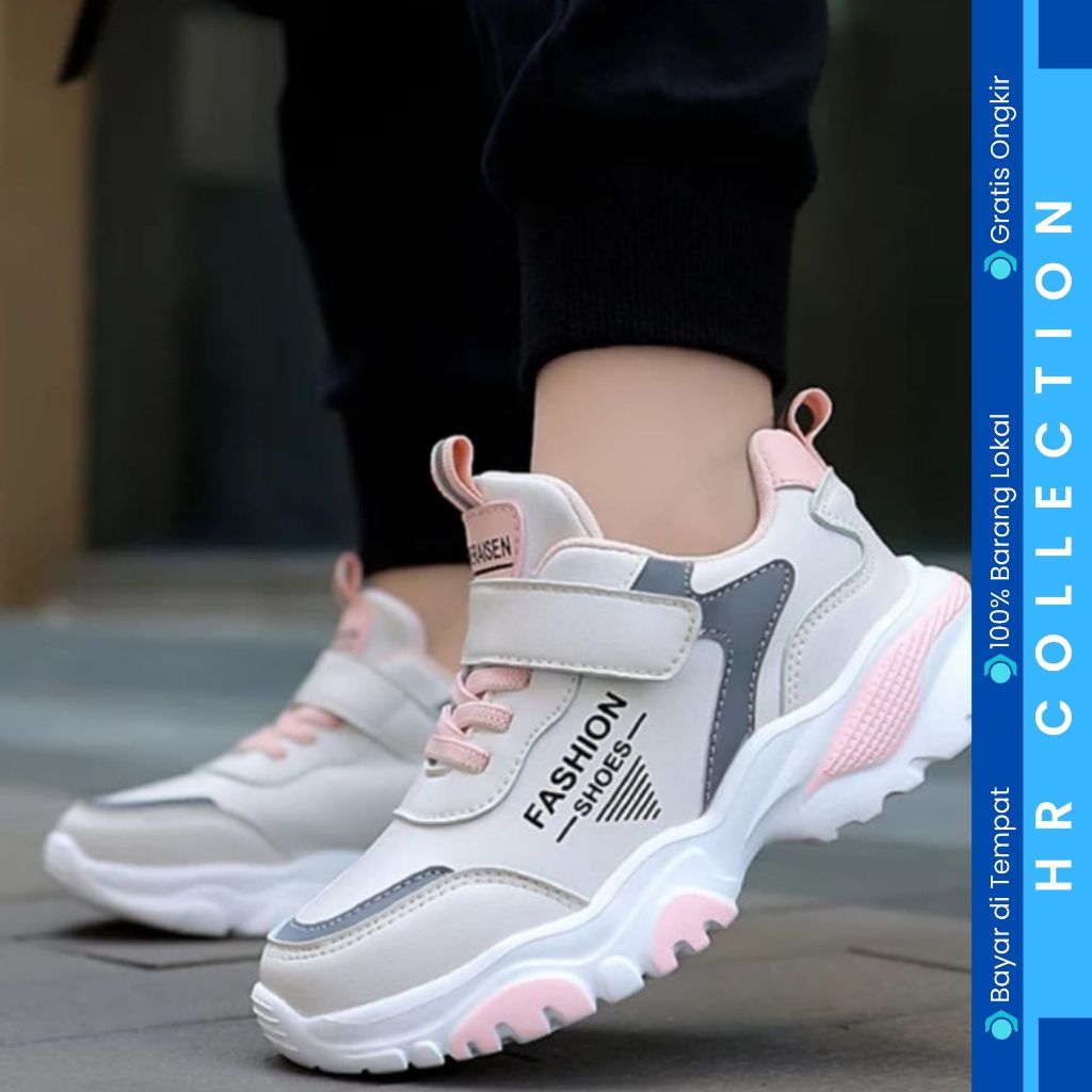 HR KIDS - รองเท้าผ้าใบสําหรับเด็กพร้อม VELCRO CASUAL LIST MODEL AS 165