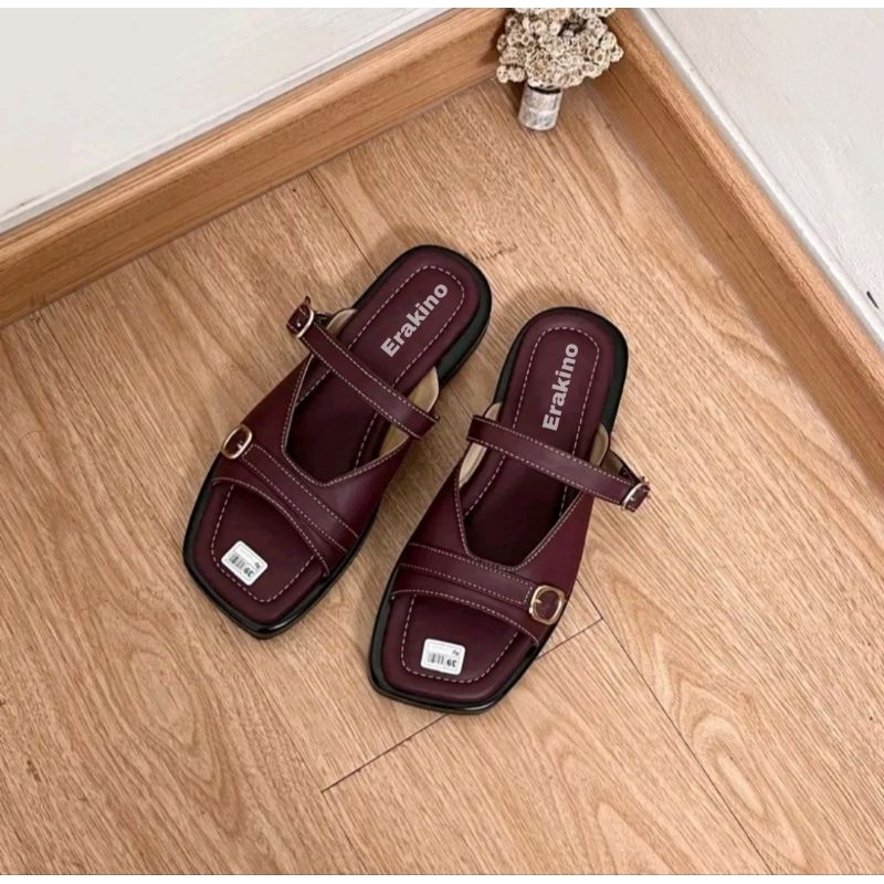 EXCLUSIVE รองเท้าแตะส้นแบนสตรี, SOFT, TRENDY, MODERN, BLACK, MAROON WOMENS PLATFORM SANDALS