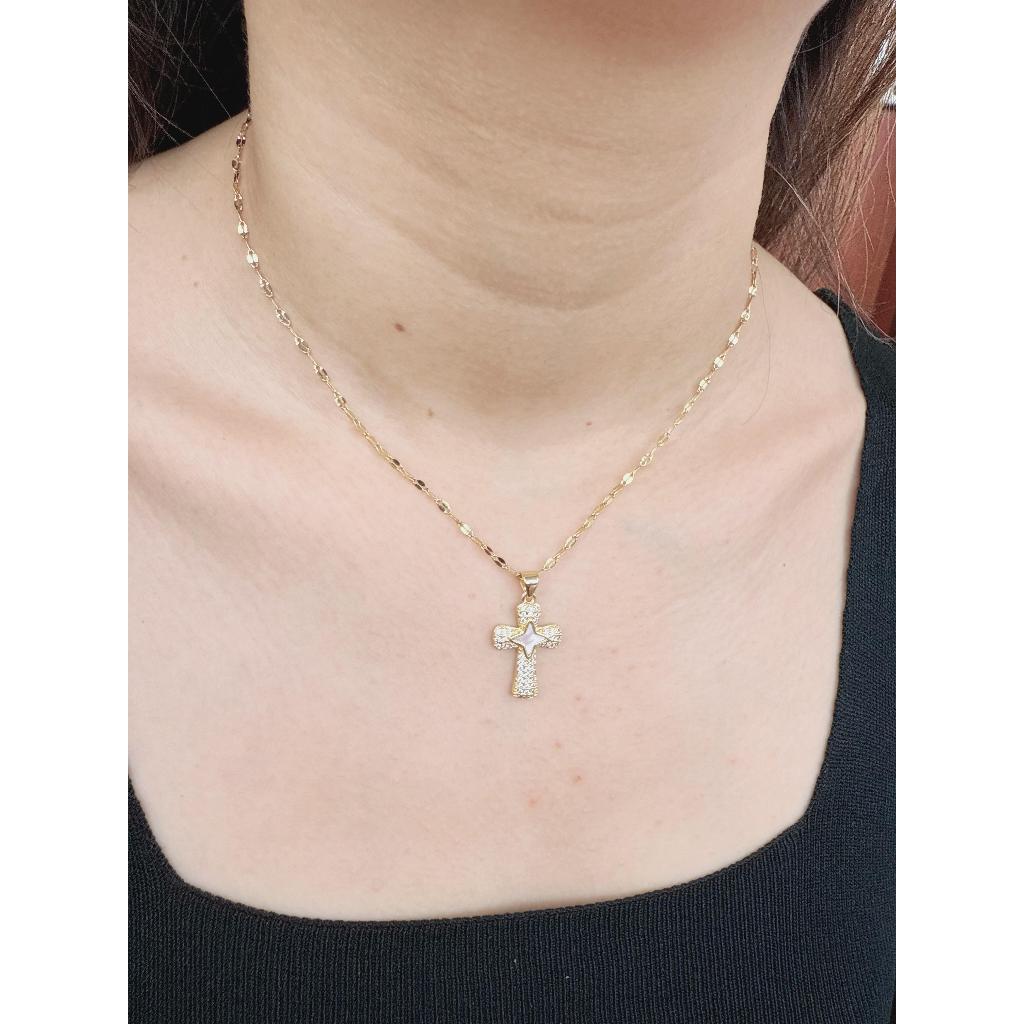 สร้อยคอไทเทเนียมผู้หญิง Salip Permatata 01 Anti-Rust 18k Gold / สร้อยคอแฟชั่นเกาหลี KSP001G