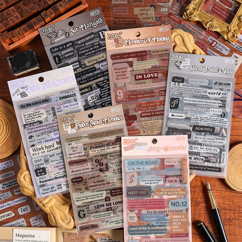 (8F10) 6 แผ่น Touching Notes Series Journal Diary Sticker Journalสมุดภาพ