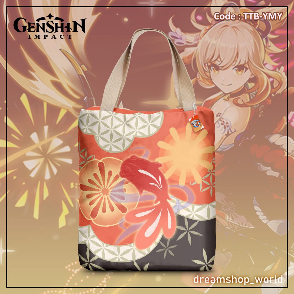 Genshin Impact Yoimiya Anime Game Canvas Tote Bag