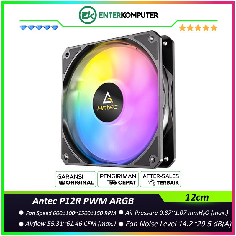 Anttec P12R PWM ARGB - พัดลม PWM ถอยหลัง ARGB 12 ซม