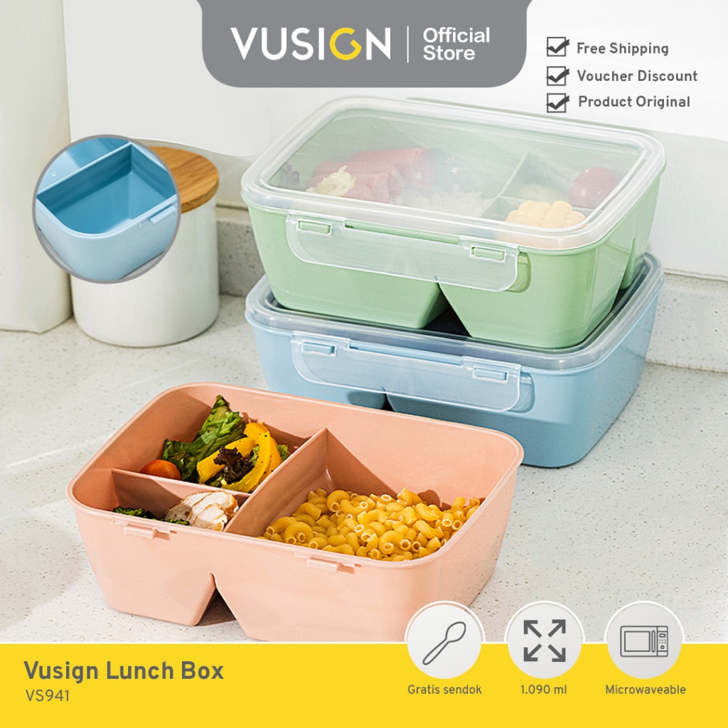 Vusign กล่องข้าว 1090 ml ไมโครเวฟได้ VS941
