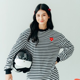 ANSSY - Rukka Long Sleeve Tshirt Stripe Black White - Kaos Lengan Panjang Wanita