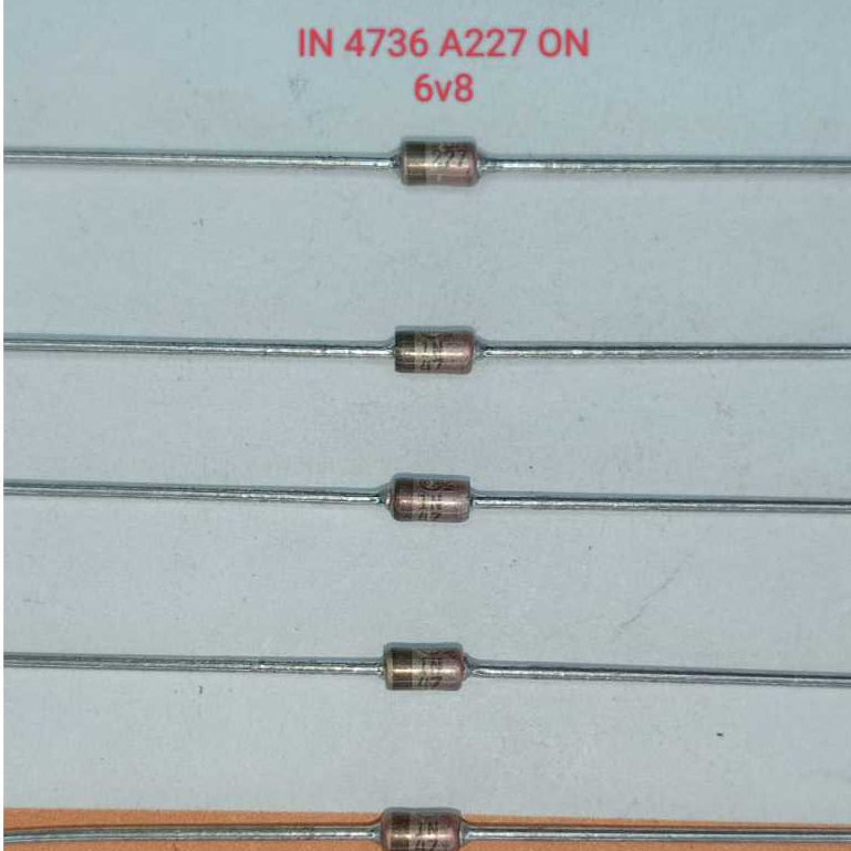 ZENER DIODE 6V8 - 1 วัตต์แก้ว SILVER 1N 4736A 227 6V8 ON MOTOROLA ORIGINAL