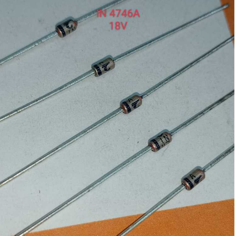 DIODE ZENER 18V - 1 วัตต์แก้ว SILVER 1N 4746A 505 18V ON MOTOROLA ORIGINAL