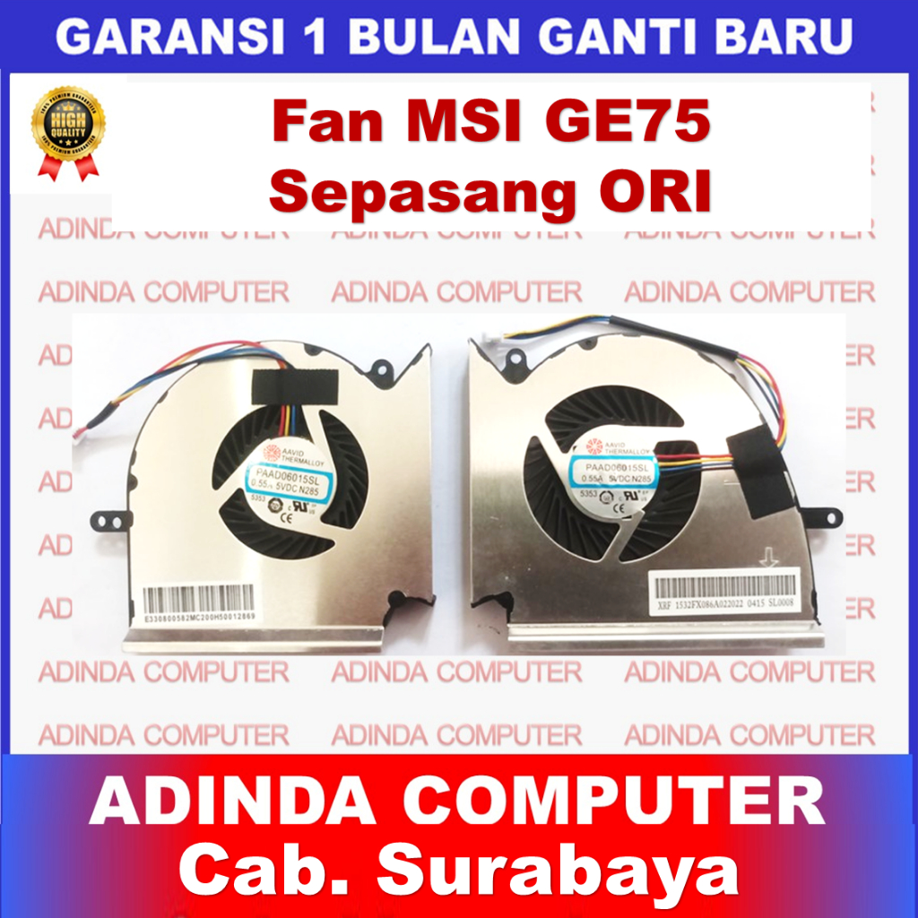 พัดลม MSI GE75 GE73 GE63 MS-16P1 GP73 GL73 GE75 GP75 GL75 WE75 PAIR ORIGINAL