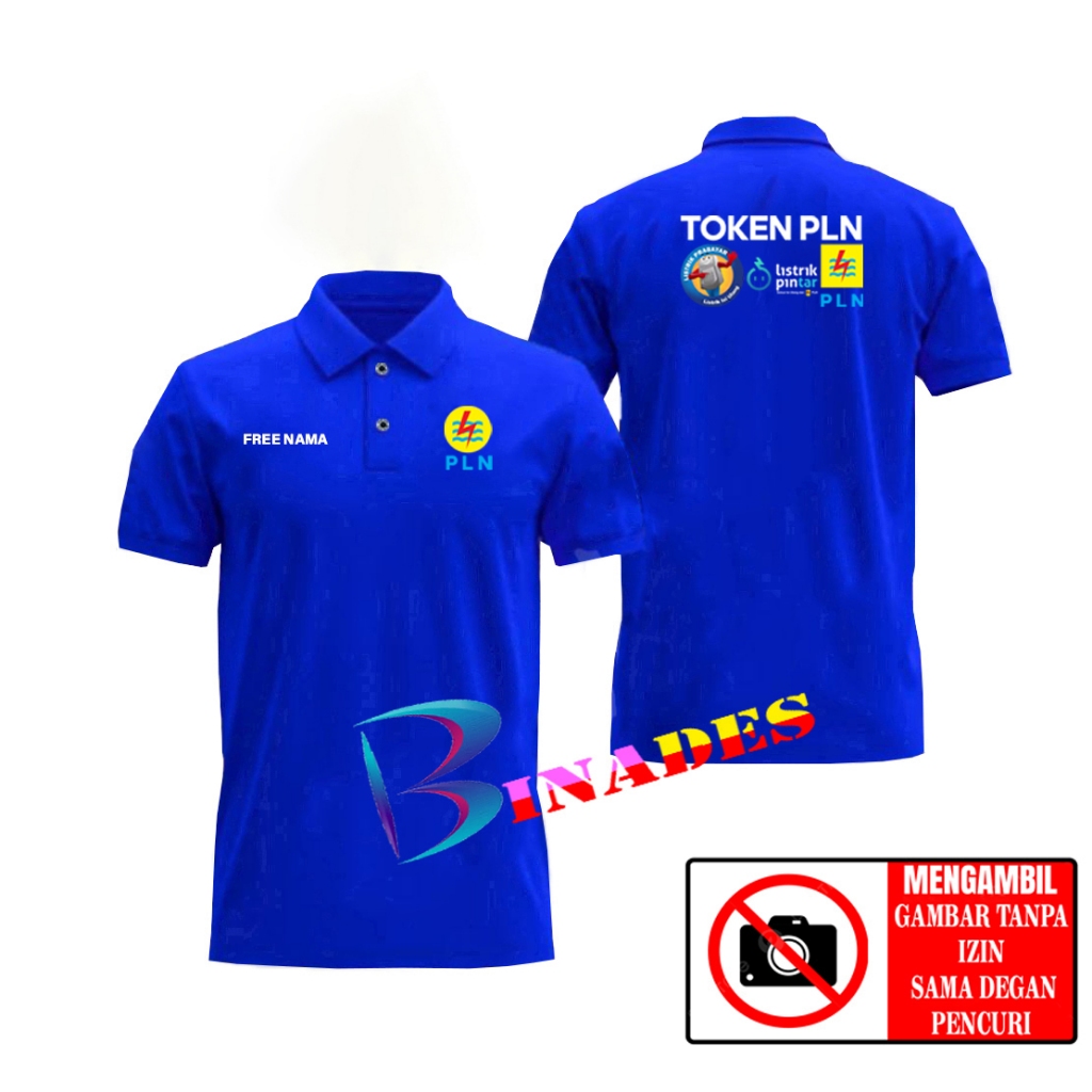 ขายเสื้อยืดคอปกเสื้อยืด PLN LOGO - PLN SMART ELECTRICITY - PLN PREPID TOKENS - BINADES