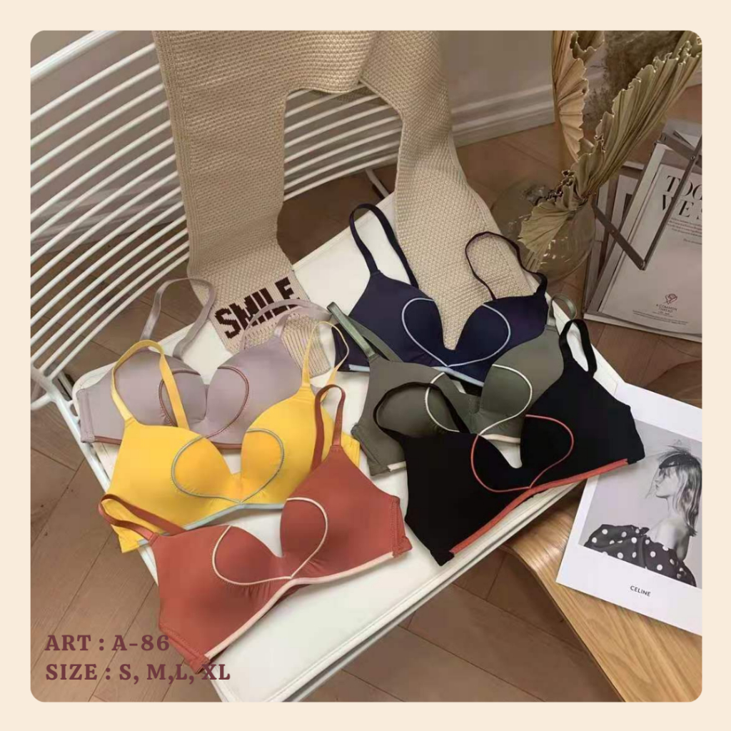 ชุดชั้นในไร้สายสําหรับผู้หญิงนําเข้า A86 / เสื้อชั้นในสตรีพร้อมตะขอเกี่ยว 2 อัน A86