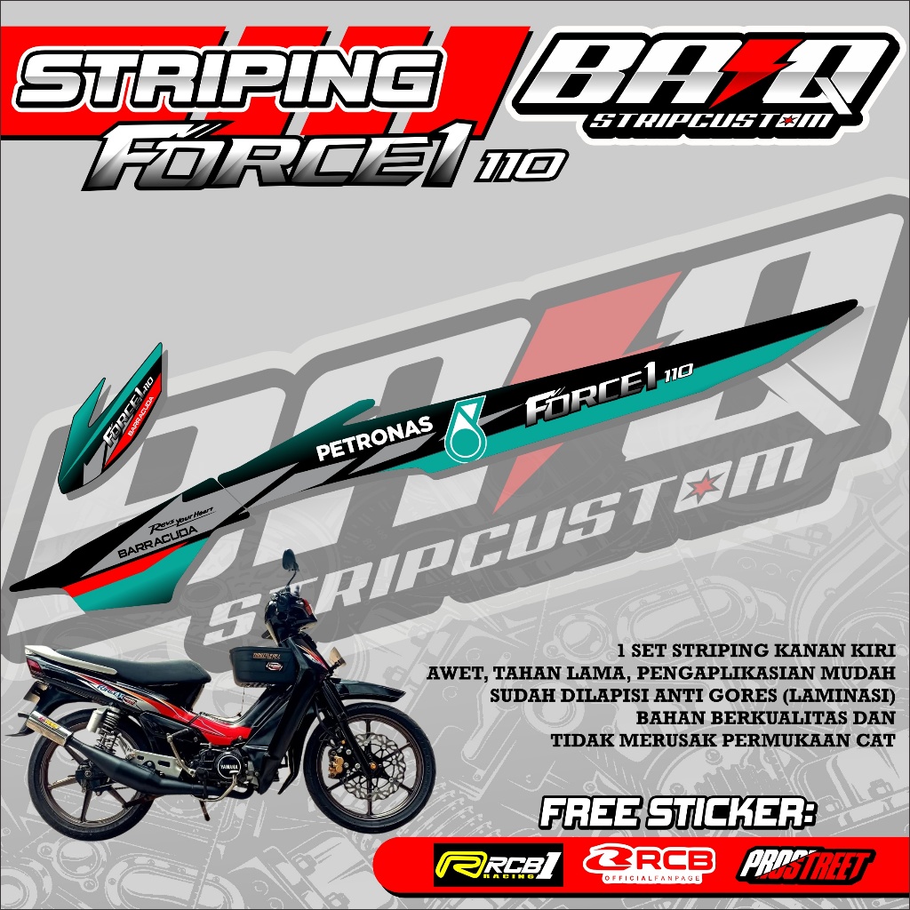 07 STRIPING YAMAHA FORCE 1 110 - สติ๊กเกอร์แถบ YAMAHA FORCE 1 110 PETRONAS MOTIF