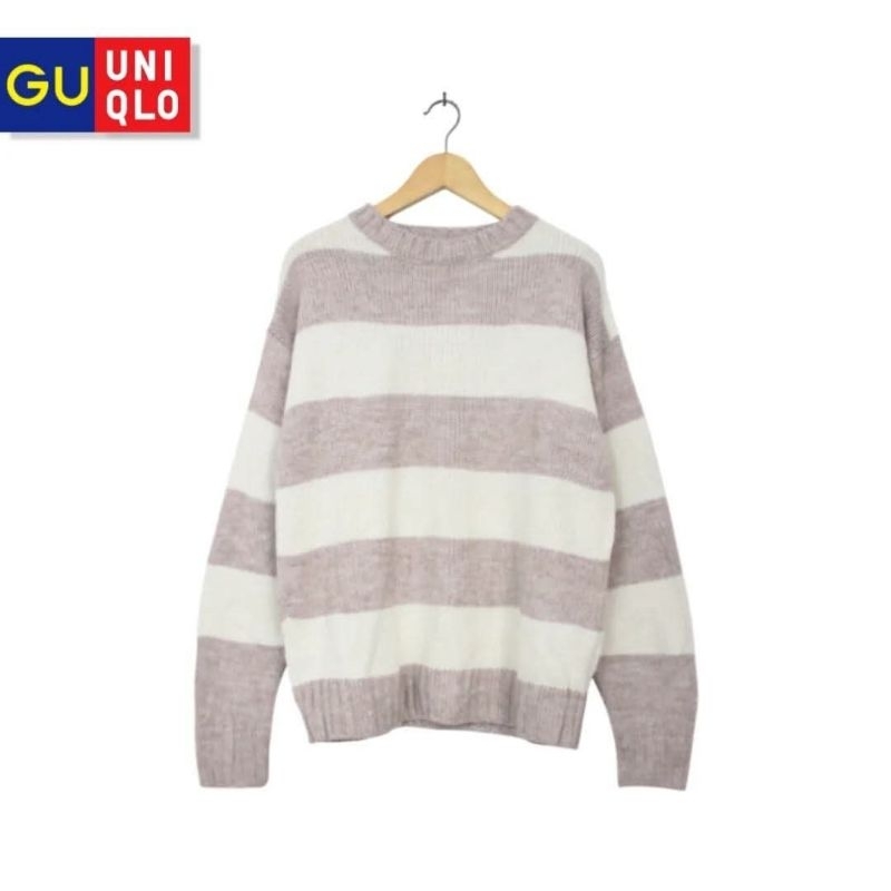 เสื้อสเวตเตอร์หนาลายทาง O-Neck Mocca (CODE: B53 - 02)