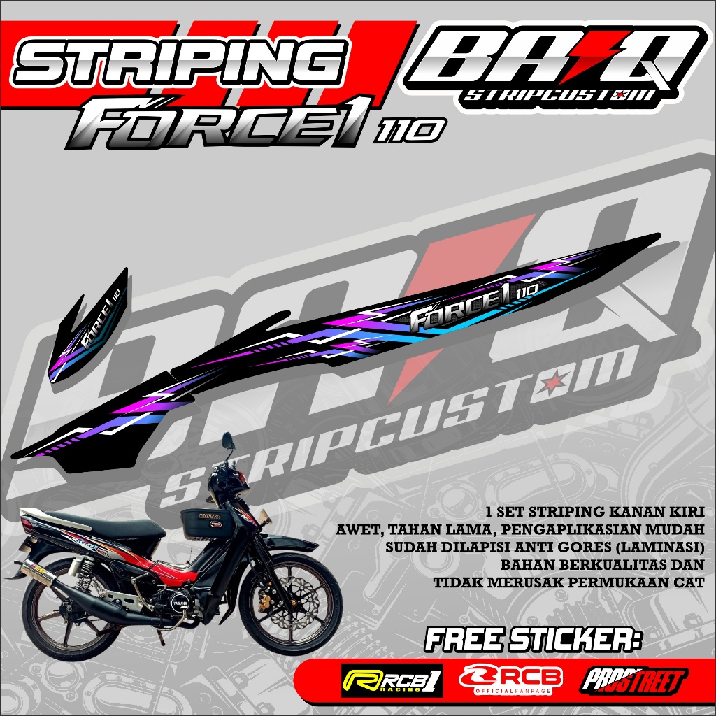 09 STRIPING YAMAHA FORCE 1 110 - สติ๊กเกอร์แถบ YAMAHA FORCE 1 110 RACING ABSTRACT MOTIF