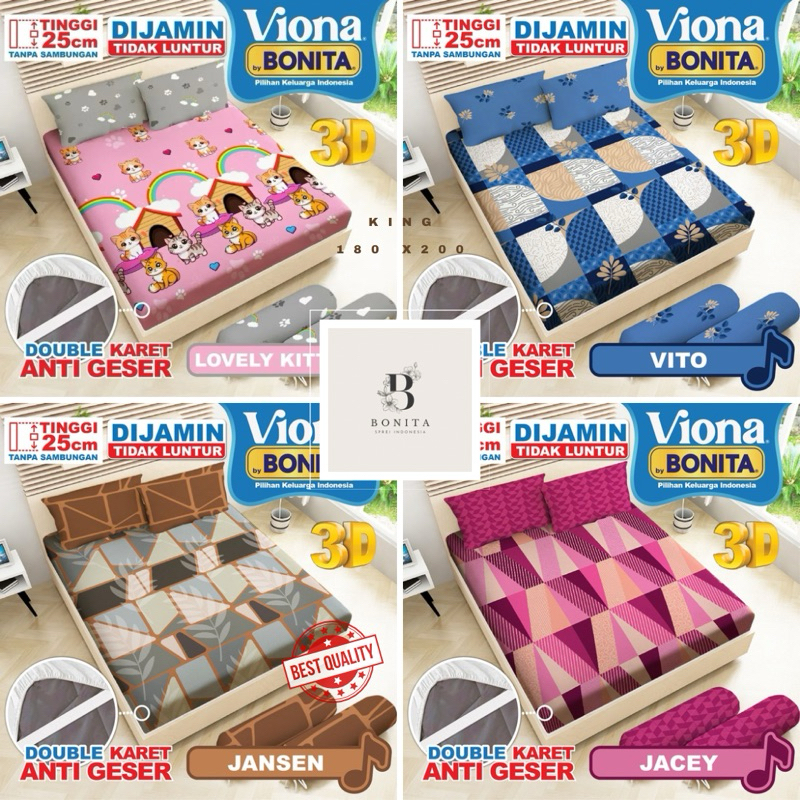 VIONA BONITA BED SHEET KING WZ ขนาด 180x200 NO1 T25 6 FEET TWO PILLOWS ต้นฉบับ 100%