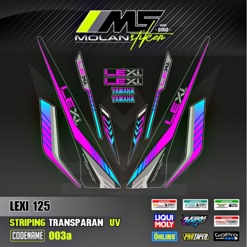 Ungu Decal สติกเกอร์ Striping โปร่งใส Variations Uv Lexi 125 2018-2023 Yamaha Lexi 125 OLD Lexi สติก