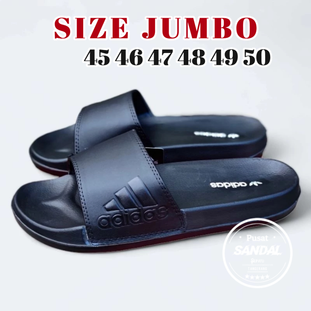 Hitam Id Sport Fashion - รองเท้าแตะขนาดใหญ่ 46 47 48 49 50 รองเท้าแตะจัมโบ้ผู้ชายผู้หญิง 44-49 สีดําเต็ม adidas