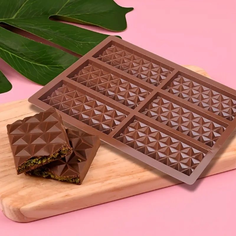 RB Viral Silicone Dubai Chocolate Mold Kunaf Pistachio Chocolate Bar Choco Block Bar Box Mold