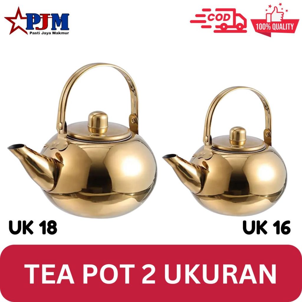 ใหม่!!! TEA POT GOLD 16 & 18/STAINLESS TEAPOT STAINLESS/GOLD สแตนเลส TEA POT/TEA POT