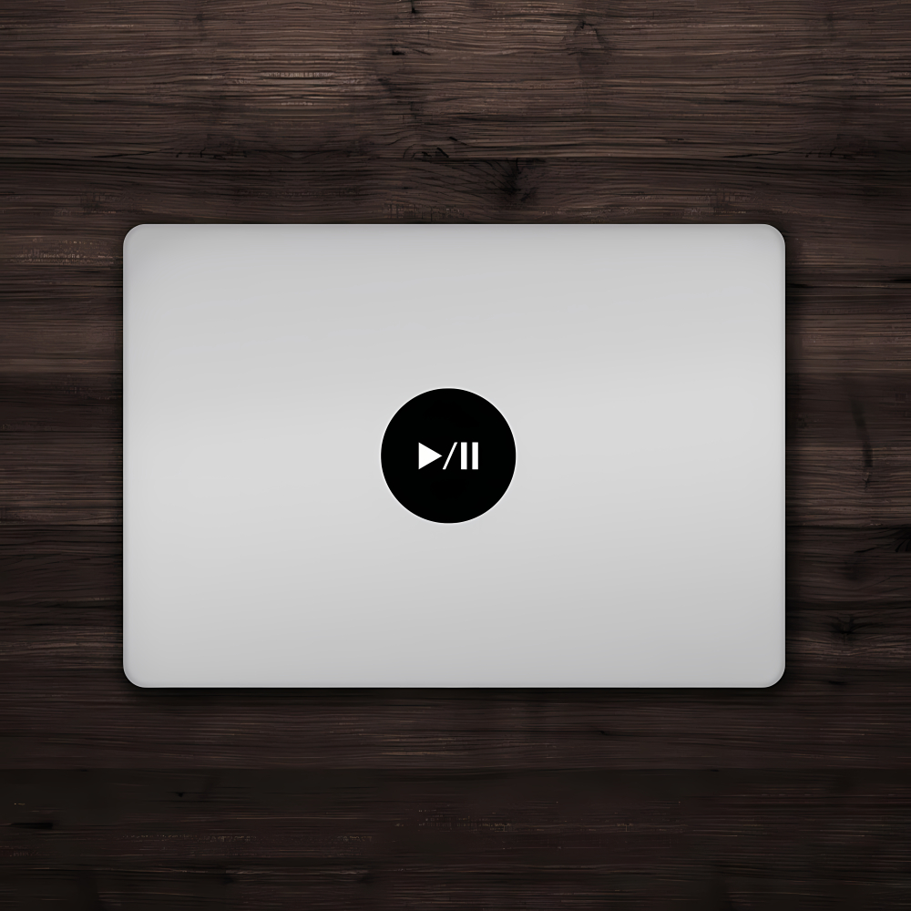 Play Pause Circle Sticker - สติ๊กเกอร์ Macbook รูปลอกแล็ปท็อป