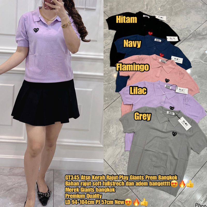 Gt345 นําเข้า bkk เสื้อถักนิตติ้งคอปก