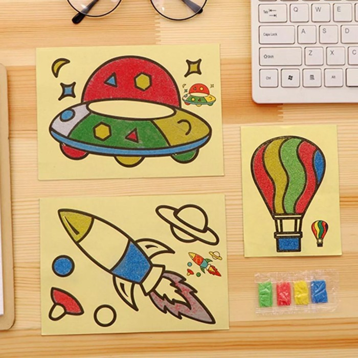 EDUCATIONAL CHILDRENS TOY SAND PAINTING / SAND PAINTING STICKER / SAND PAINTING