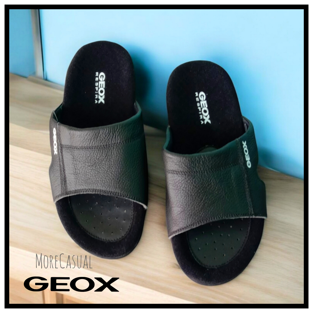 GEOX SLOP MODEL รองเท้าแตะหนังแท้สําหรับผู้ชาย FORMAL EID / รองเท้าแตะ SLOP หนังลําลองสําหรับผู้ชาย