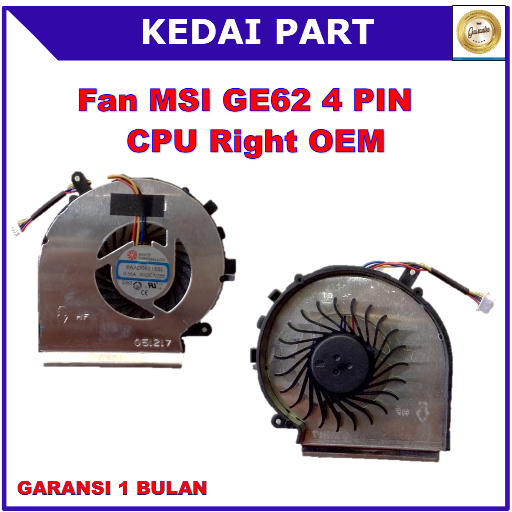 MSI GE62 GE72 GL62 PE60 PE70 GL72 GE72 GP72 PE60 PE70 4 PIN CPU ขวา OEM พัดลมแล็ปท็อป