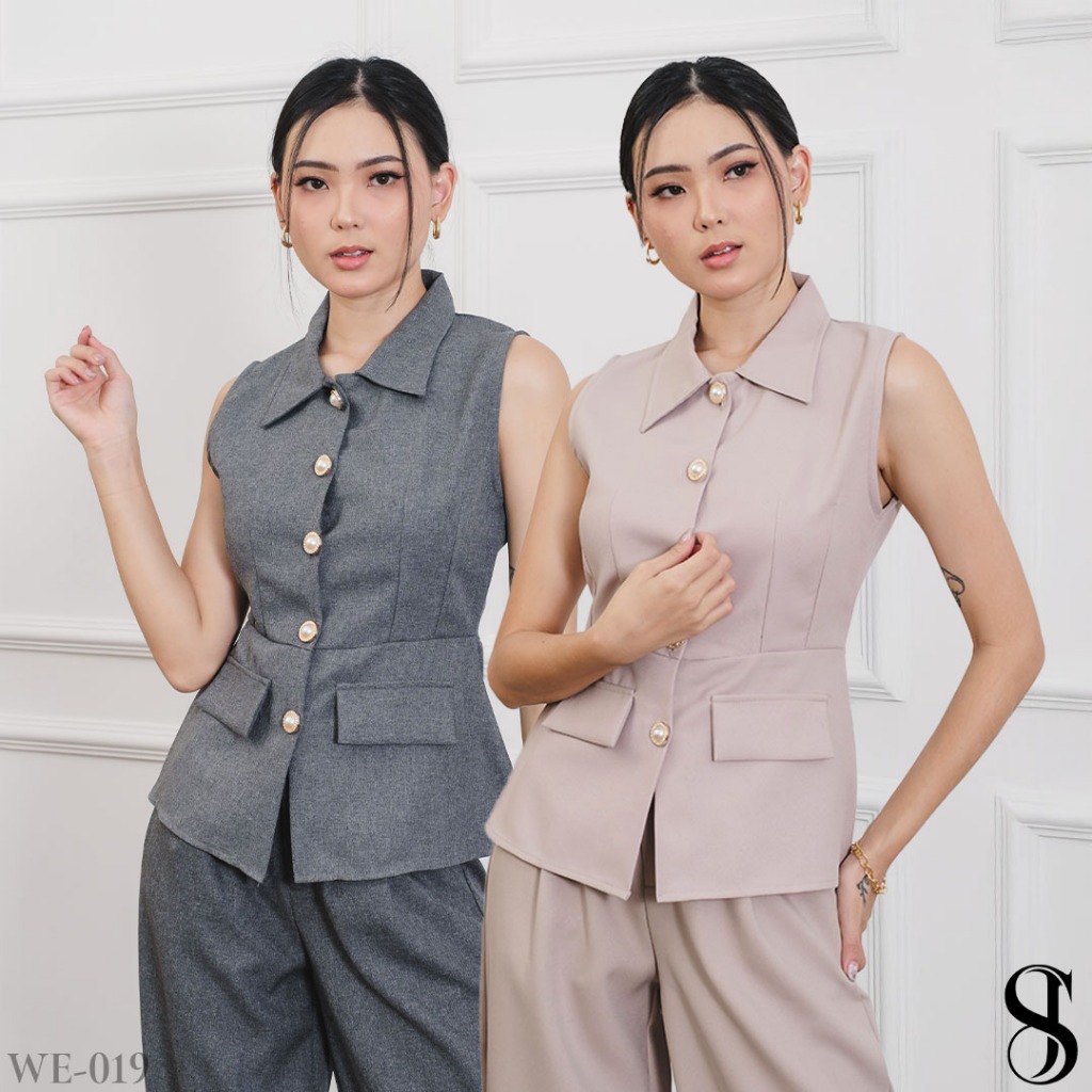 Sadijiwa Auburn เสื้อเบลาส์สไตล์เกาหลีของผู้หญิง Top WE019
