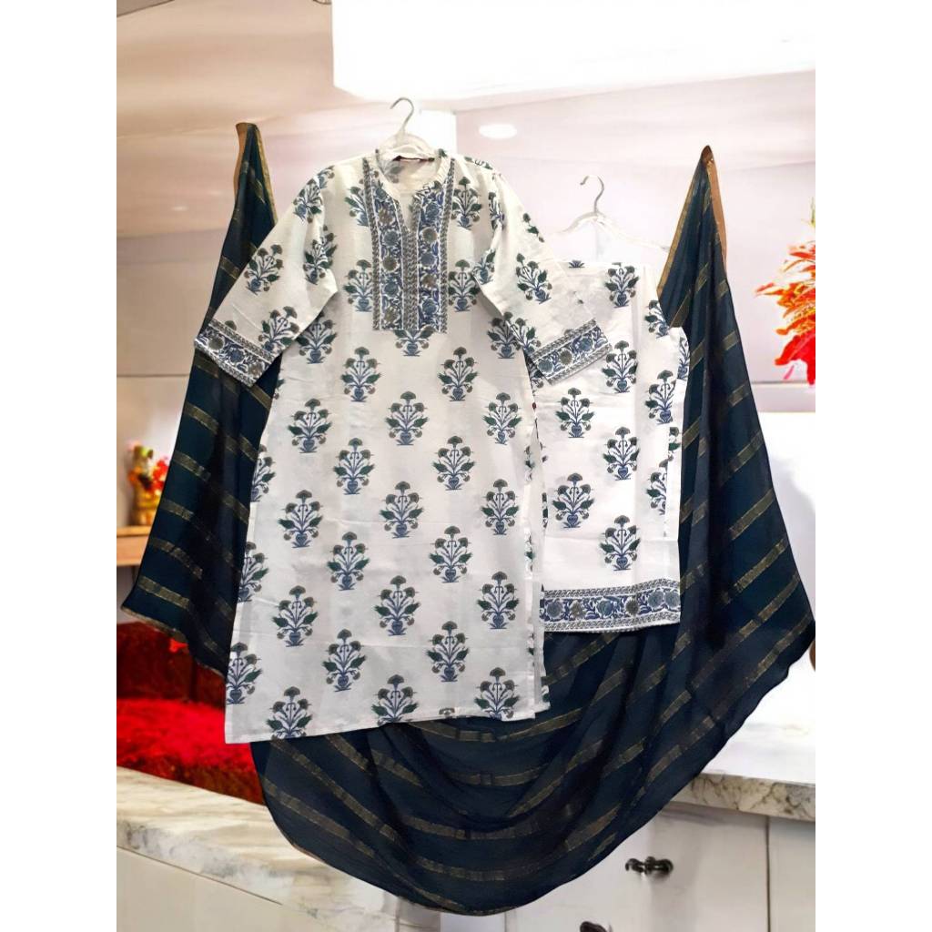 KATUN KURTI PO GOSRKI ผ้าฝ้ายยาว FULLSET MOTIF LD 110 PB 118 ใหม่