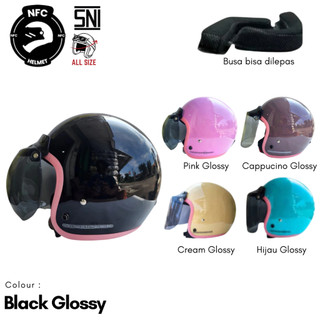 Helm Bogo Dewasa Classic Retro Polos HDS HELMET Half Face Motor Cowok Cewek Hijab Hijabers LIST PINK