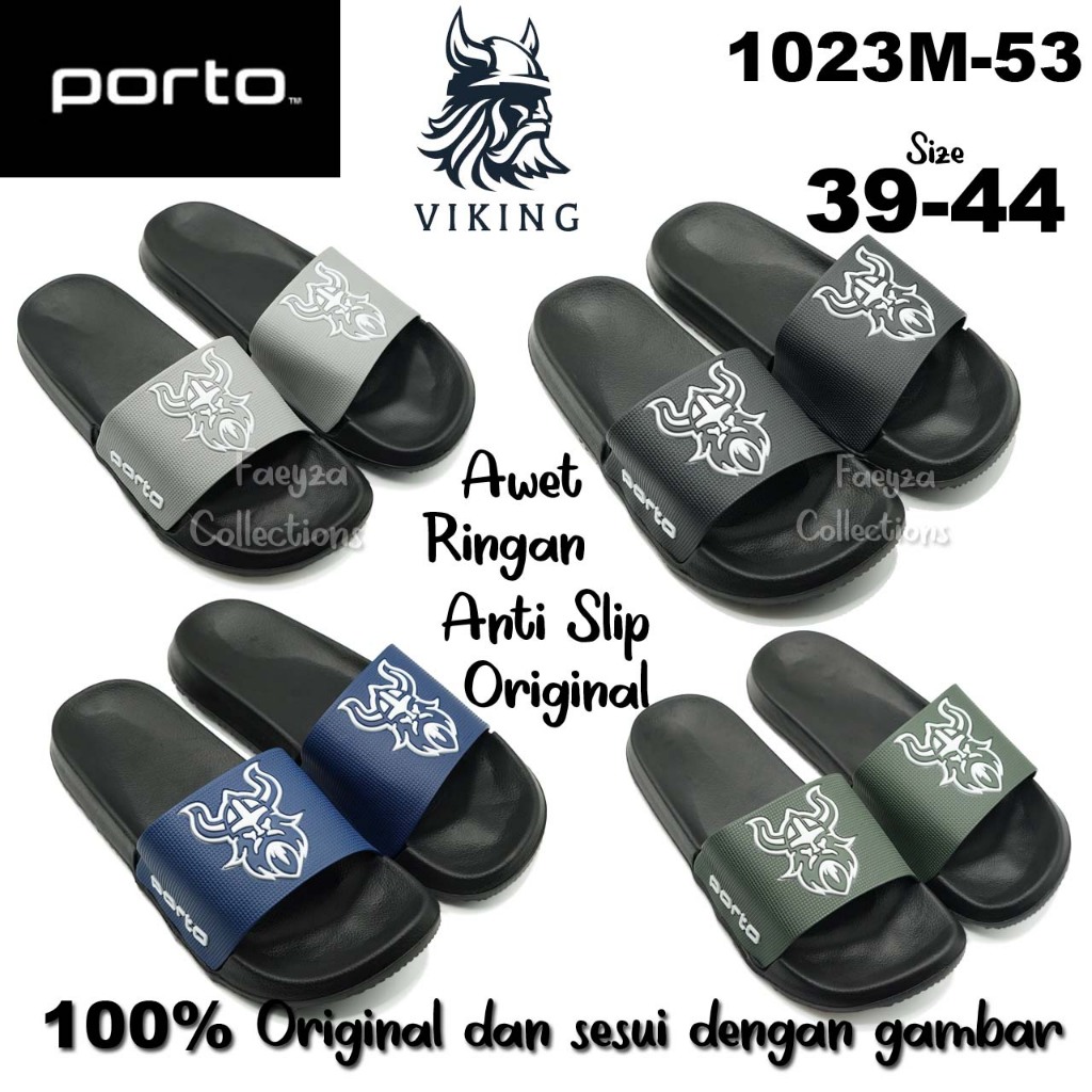 Porto 1023M-53 รองเท้าแตะแบบสวมสําหรับผู้ใหญ่ VIKING ตัวอักษรรองเท้าแตะยางรองเท้าแตะเบาสบาย