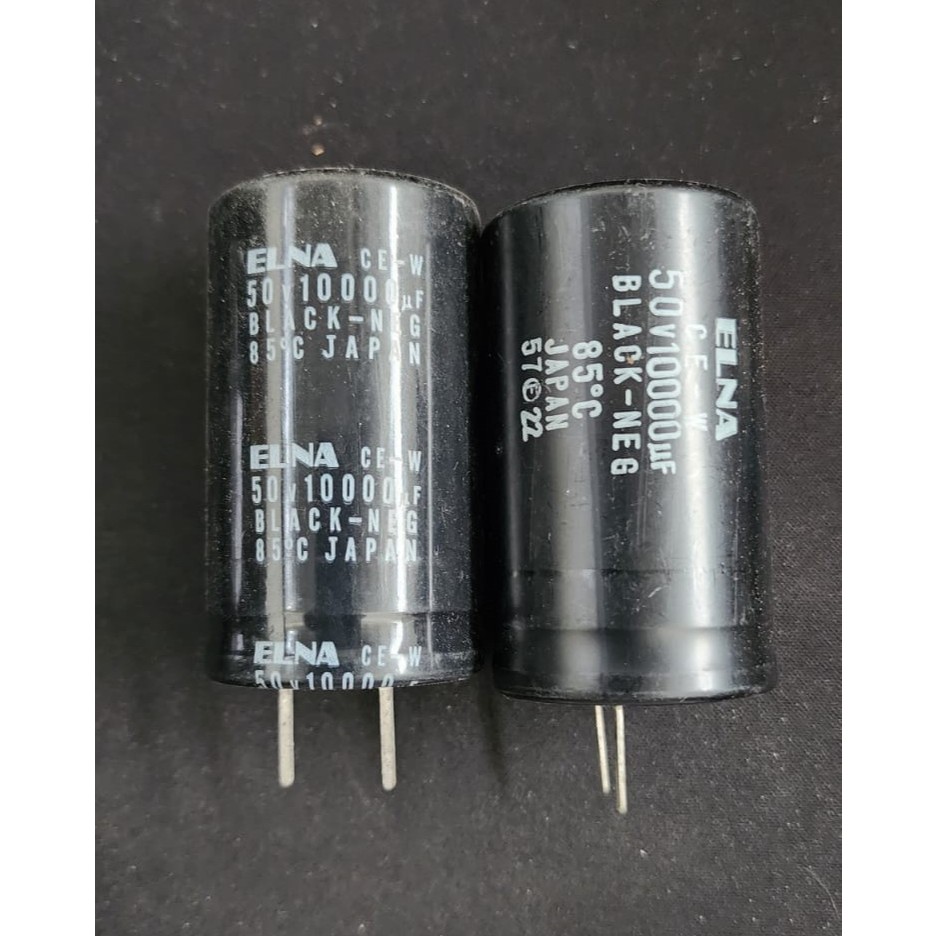 Elco Capacitor 10000uf 50v ELNA เส้นผ่านศูนย์กลาง 3 ซม. ยาว 5 ซม. - สต็อกเก่า