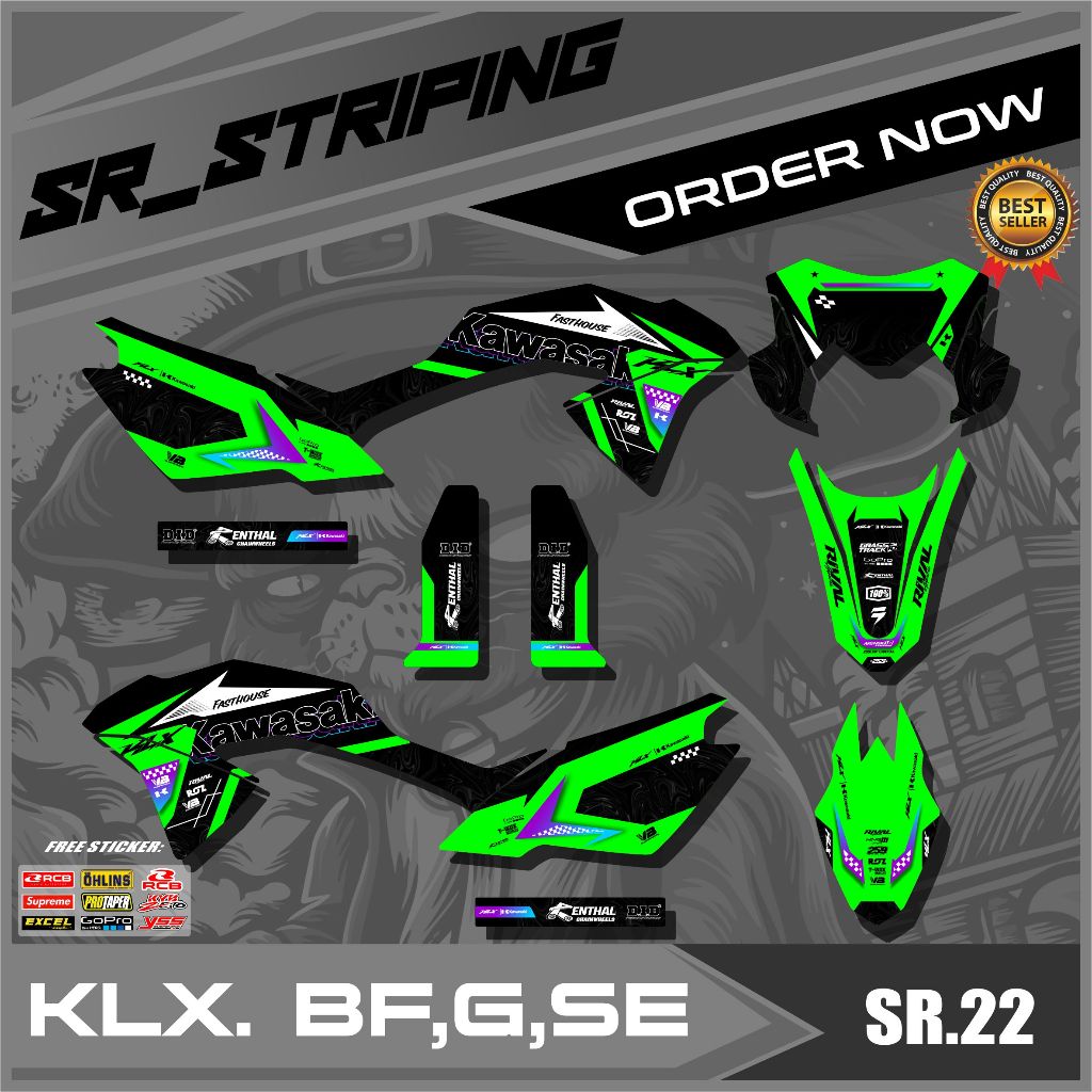 KAWASAKI KLX BF/G/SE STRIPING SEMIFULL VARIATION - สติ๊กเกอร์แถบ LIST VARIATION KAWASAKI KLX BF/G/SE