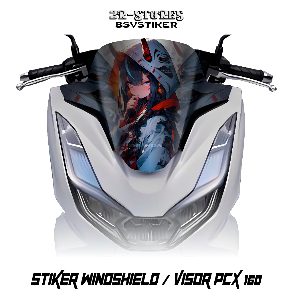สติ๊กเกอร์กระบังหน้า / กระจกบังลม Honda Pcx New 160 Anime Gamba Motif(1) / สติ๊กเกอร์บังหน้า Pcx 160