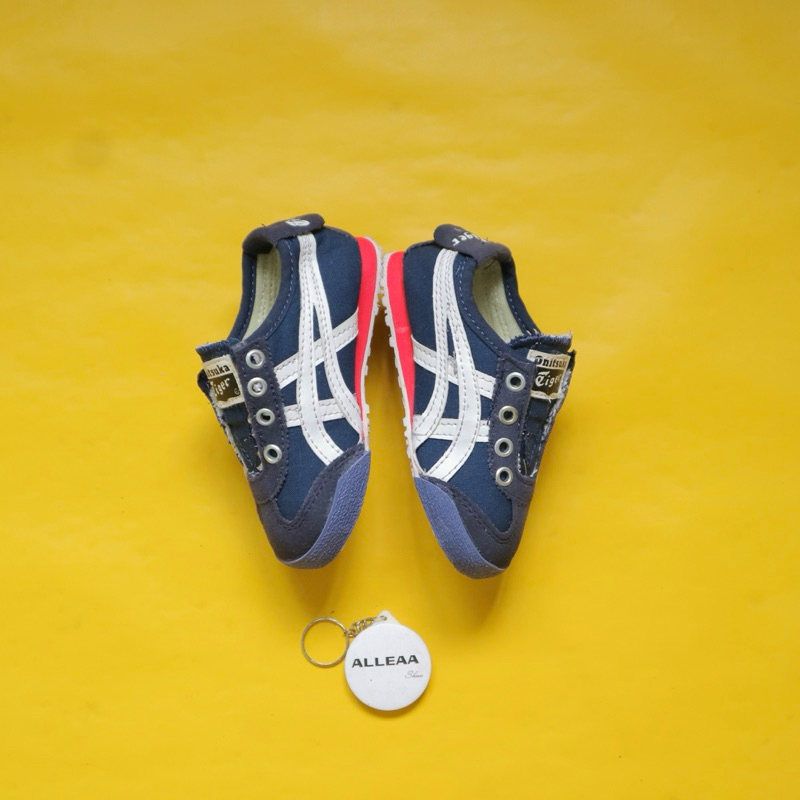 Onitsuka TIGER KIDS SLIP ON NAVY สีขาวแดง