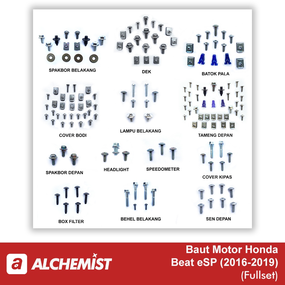Beat eSP K81 ชุดสลักเกลียว/Honda Beat eSP K81 สลักเกลียวเต็มตัว/ Beat eSP K81 Fullset Full Body Bolt