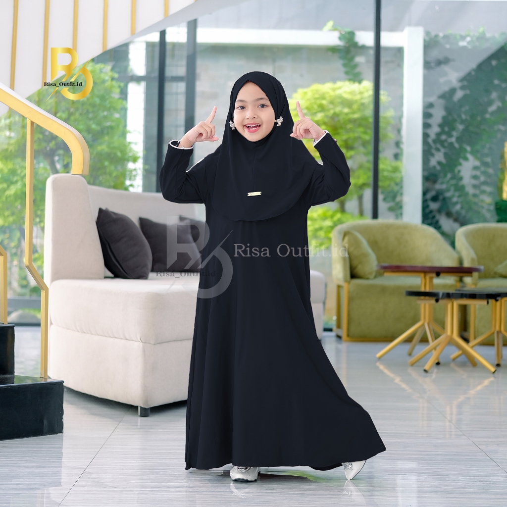 PUTIH ชุด Gamis สําหรับเด็ก Hijab Mecca Set / Gamis สีขาวของเด็กผู้หญิง / เสื้อเจอร์ซีย์เด็ก / Abaya สําหรับเด็ก