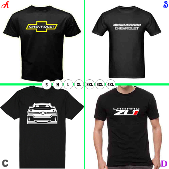 เสื้อยืดสีดํา Chevrolet Silverado Camaro ZL1 เสื้อยืดวัสดุผ้าฝ้าย 100% | เสื้อยืดลําลอง ไซส์ SML XL 