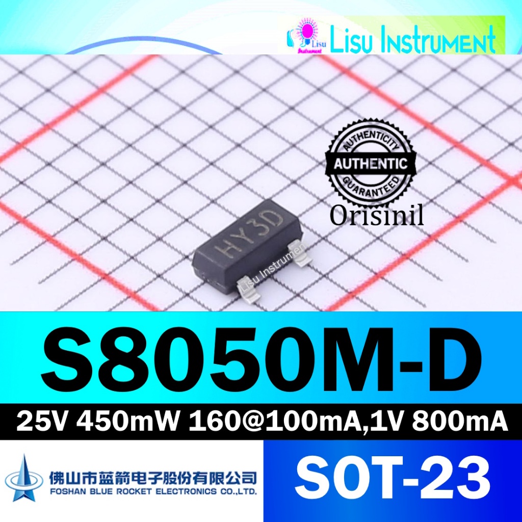 S8050M-D 25V 450mW 160@100mA,1V 800mA NPN HY3D SOT-23 Bipolar ORIGINAL Foshan