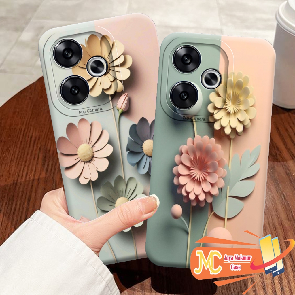 HP Softcase poco f6 2024 F5 F4 F3 x5 x5 pro X6 x6 pro m6 pro note 13 pro plus Aesthetic Flower Motif