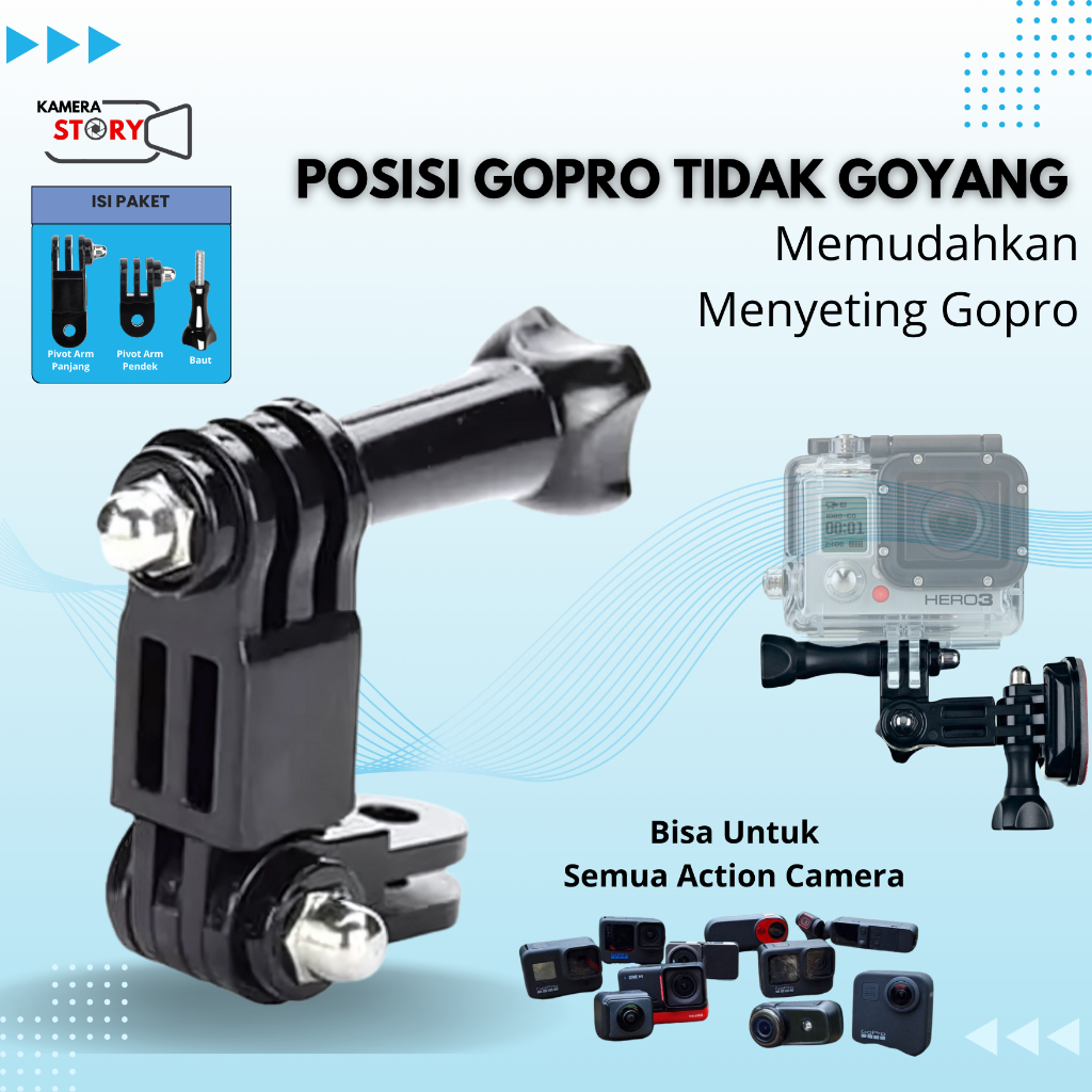 GOPRO Pivot Arm สําหรับ Go Pro / Yi Cam / Bpro / Kogan & กล้องอื่นๆ - Action Cam ติดตั้งแบบสากล