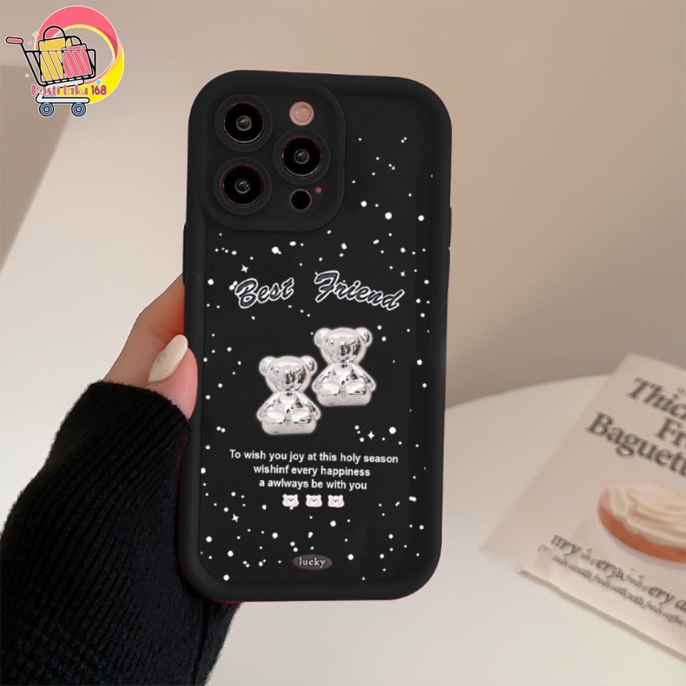 SS54 กรณี 3D เงินหมีเพื่อน Softcase ปลอก Hp Oppo A57 A58 A60 A58 A74 A78 A79 A83 F1S F11 A6 PRO RENO