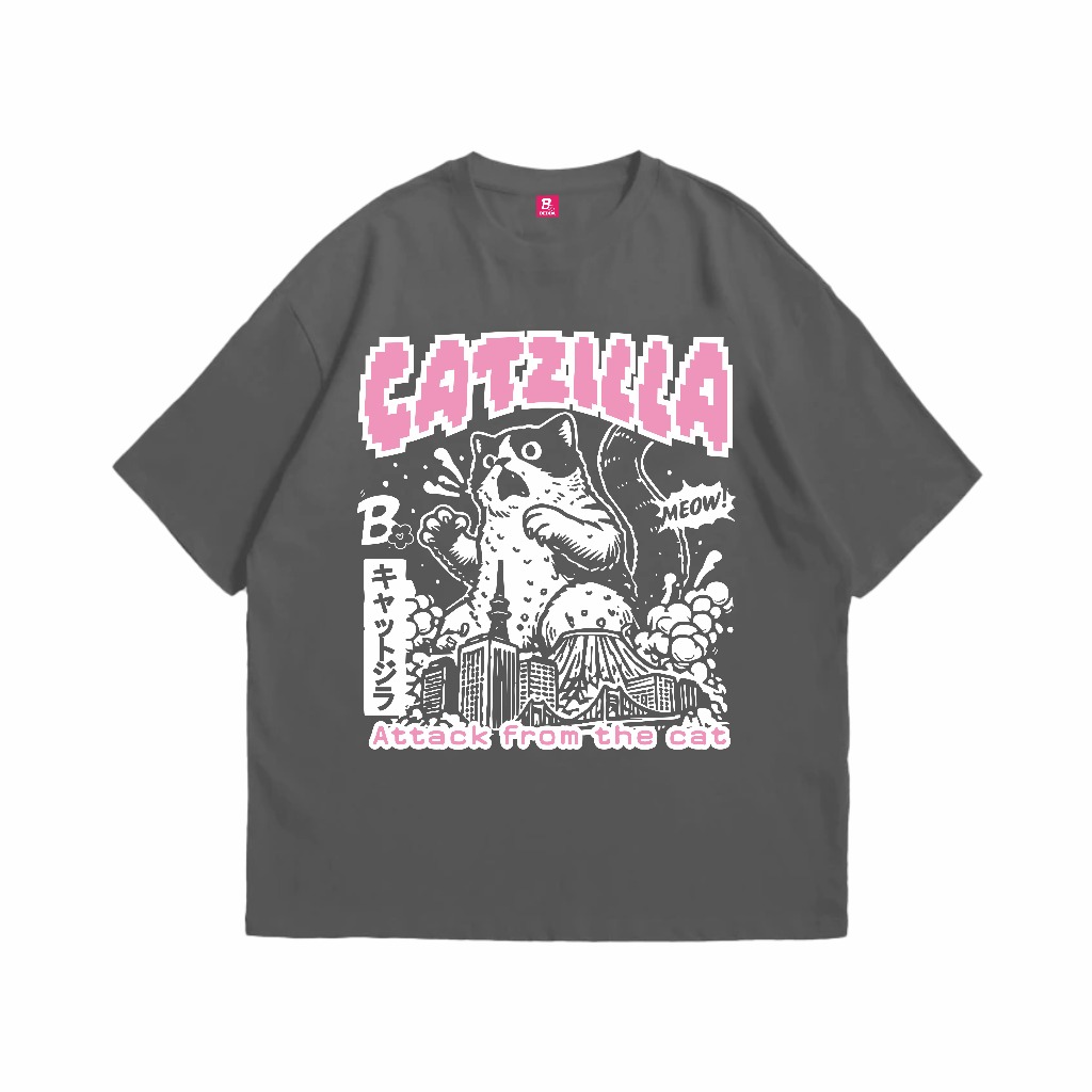 Bedda - เสื้อยืด Cat Zilla Dark Grey Combed 24s