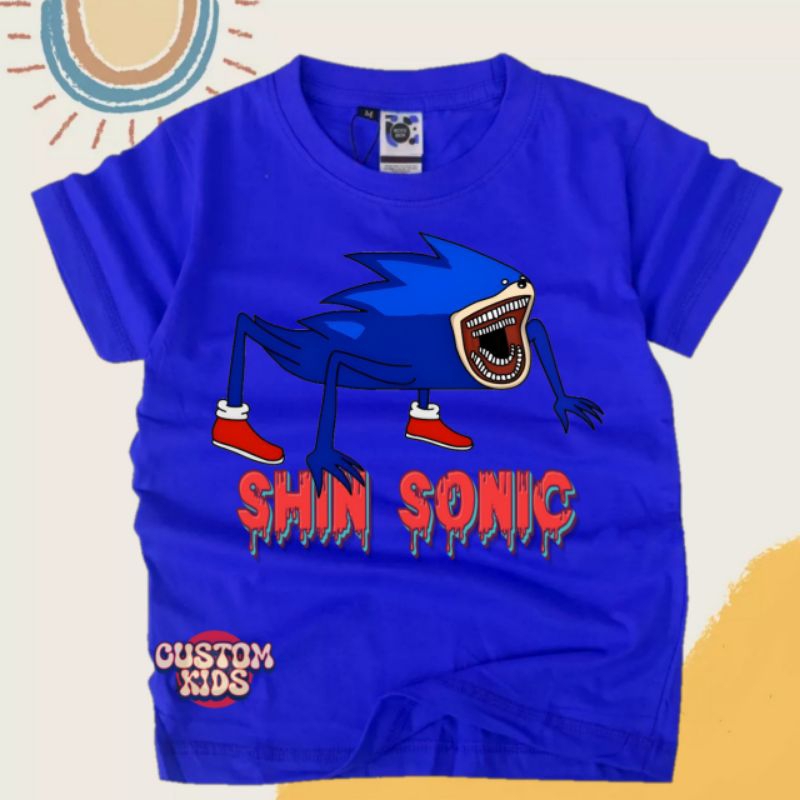 เสื้อผ้าเด็ก& 39;s เสื้อยืด Shin Sonic distro kids& 39;s พิมพ์ชื่อฟรี
