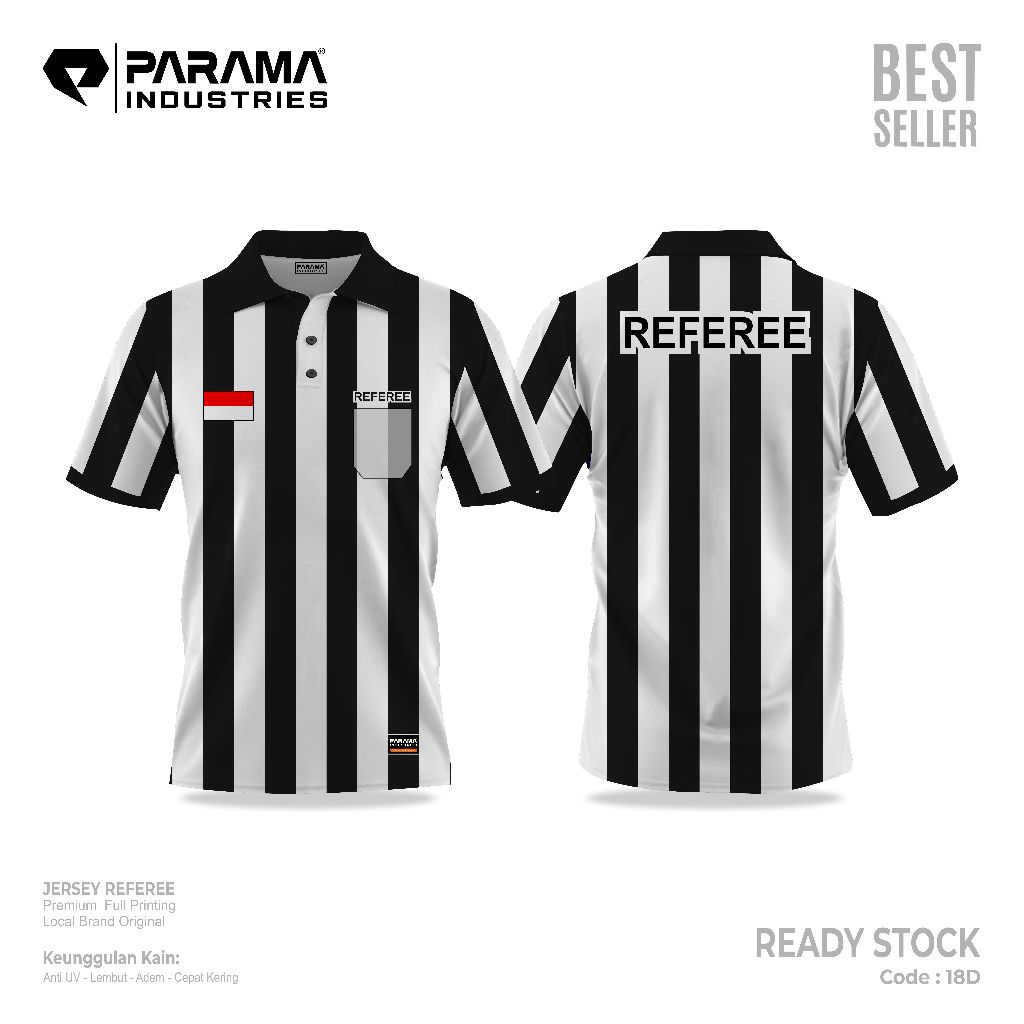 พารามา INDUSTRAIES || JERSEY PREMIUM REFEREE || เสื้อโปโล RETRO REFEREE ANTI-SHOOT || สมควร